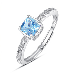 9 Factory Bezel 5mm Princess Cut Natural Stone <b>Adjustable</b> <b>Rings</b> Minimalist 925 Sterling <b>Silver</b> Daily Wear Fine Jewelry - Product Image 1