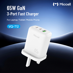 Caricabatterie USB Miccell 65W con 3 Porte per Ricarica Rapida e Caricatore GaN Portatile, Adattatore di Alimentazione per Laptop, Telefono e <span class=keywords><strong>Tablet</strong></span> - Product Image 3