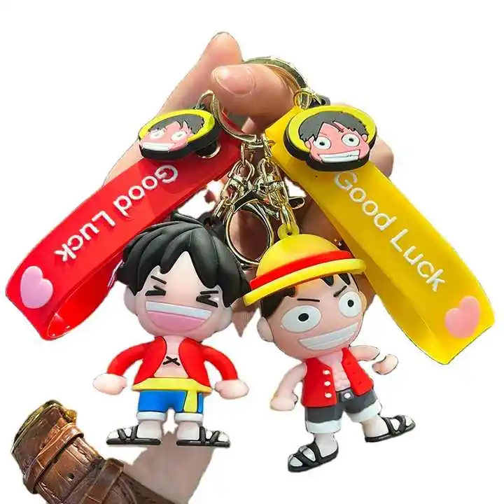 Portachiavi Anime cartone animato 3D portachiavi per bambini simpatico cartone animato Anime Luffy portachiavi per carino zainetto