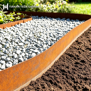 Bordure <span class=keywords><strong>de</strong></span> <span class=keywords><strong>Jardin</strong></span> Moderne <span class=keywords><strong>en</strong></span> Acier Corten Décoratif, Clôture <span class=keywords><strong>en</strong></span> Métal Rouillé pour Aménagement Paysager - Product Image 1