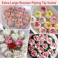 Ensemble de douilles russes extra larges pour Noël, en acier inoxydable, pour la décoration de gâteaux en 3D (roses, tulipes) et la création de guirlandes de guimauves