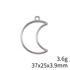 Colgante <span class=keywords><strong>de</strong></span> <span class=keywords><strong>luna</strong></span> creciente pulido con contorno, <span class=keywords><strong>de</strong></span> aleación <span class=keywords><strong>de</strong></span> zinc plateada envejecida, con marco abierto, para pulseras <span class=keywords><strong>de</strong></span> fase lunar y manualidades - Product Image 5