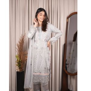 Salwar Kameez en Chiffon Pur Brodé pour Femmes Rangrez - Style Ethnique Longueur Genou Toutes Saisons - Product Image 1