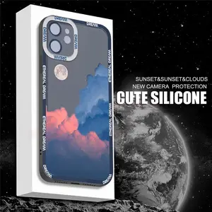 Ins moon night Art Sunset Cloud Scenery Soft TPU romantic Phone Case For iPhone 13 11 12 Max XS XR X Soft Cover