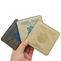 Sous-verres en cuir PU avec logo gravé au laser personnalisé haut de gamme pour restaurant café et famille tapis et tampons vierges