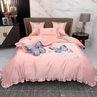 Ensemble de literie 4 pièces avec broderie florale exquise, textile de maison de luxe, ensemble de draps avec taies d'oreiller