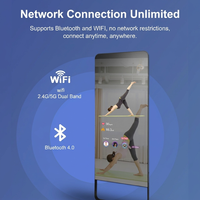 Espejo Inteligente para Fitness de 43 Pulgadas con Soporte de Piso, Pantalla Táctil Capacitiva Full HD, Construcción de Metal y Vidrio LCD, Ligero, para Yoga