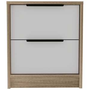 DB DEPOT Egeo Luxury Midcentury Modern Nightstand Two Drawers with Superior Top White/<b>Light</b> <b>Oak</b> MDF for Apartment Use - Product Image 3