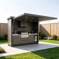 Armoire de cuisine extérieure peinte de qualité supérieure avec 4 tiroirs et panier de rangement pour équipement de barbecue de villa et patio