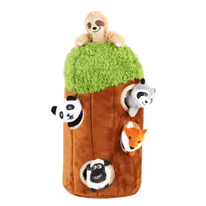 2023 sıcak fabrika satış gizlemek ve aramak köpek oyuncak ağaç delik sincap baykuş Pet oyuncaklar peluş gıcırtılı köpek çiğnemek oyuncak