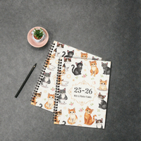 Carnet à spirale personnalisable sur le thème des chats, journal de planification, format A5, impression CMJN, cadeau pour femmes, faible MOQ, marque Rehe