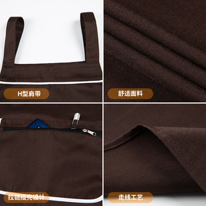 Waterproof <b>Apron</b> With Zippered Pockets Polyester Material For Restaurant Bar Use Customizable Logo Printing - Product Image 5