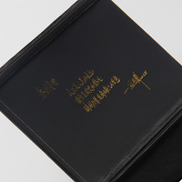 Boîte cadeau en papier avec logo personnalisé imprimé swarovski rose 2 fentes enveloppe en cuir Pu moyen top invités de mariage étiquette volante