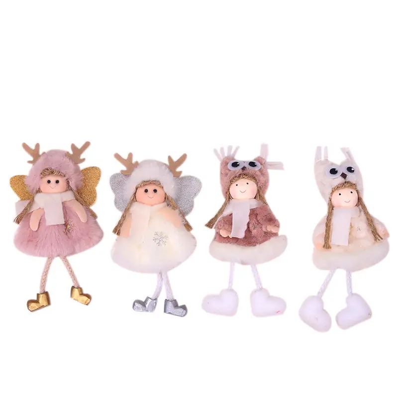 Novo criativo Natal anjo pingente bonito menina boneca pelúcia brinquedo Natal árvore decoração presente
