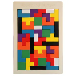 Khối gỗ Câu Đố trêu ghẹo não đồ chơi Tangram ghép hình thông minh đầy màu sắc 3D khối Nga trò chơi Montessori Quà Tặng Giáo Dục