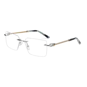 2023 New Men Rimless Stainless Glasses Frame Women Gold Eyeglasses For Men For Women