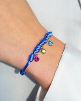 Bracelet ajustable en cordon satiné avec breloque pierre de naissance, en acier inoxydable plaqué or 18 carats PVD, avec breloque zircon et pierre CZ, bijoux personnalisés