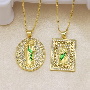 LS-D1142 Collar de Joyería con Colgante de Zirconia de la Virgen María y San Judas, Laminado, de Venta Caliente, para Mujer - Product Image 2