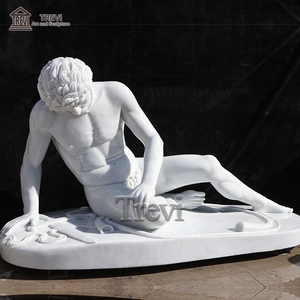 Statua di Alta Qualità in Marmo Bianco a Grandezza Naturale dell'Uomo Galata che Morde, Stile Greco-Romano Antico - Product Image 6