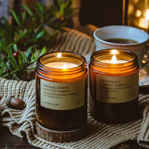 <b>Big</b> Luxury Branded Perfumed Essential Oil 100% Soy Wax Glass <b>Jar</b> Spa Candle perfumed essential oil candle <b>jar</b> - Product Image 3