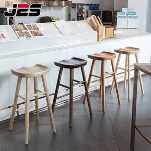 Taburete de roble blanco nórdico de madera maciza minimalista moderno taburete de bar para el hogar