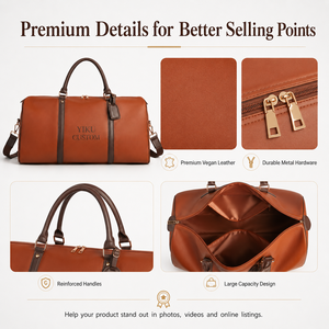 Borsa <span class=keywords><strong>da</strong></span> <span class=keywords><strong>Viaggio</strong></span> YIKU di Lusso in Pelle Vegana Bicolore Grande Capacità per il Weekend, Etichetta Privata per Brand di Influencer, MOQ 100 - Product Image 5