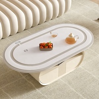 Table basse ovale de meubles de maison de table d'éclairage led intelligente de salon