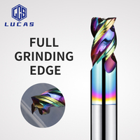 Fresa de borde corto Lucas para aluminio, de carburo, 3 filos, de extremo cuadrado, de aleación de tungsteno-cobalto, sin recubrimiento, ODM/OEM, para máquina CNC