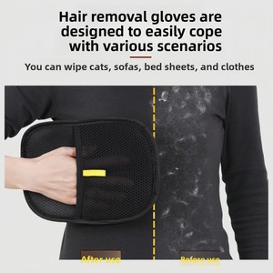 Guanti Riutilizzabili Elettrostatici in Cotone 100% per Rimozione <span class=keywords><strong>Peli</strong></span> di Animali Domestici con Spazzolatura Bidirezionale Lavabili per Cani e Gatti - Product Image 3