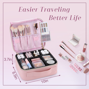 Large Capacity Cosmetic Organizer Bag Travel <b>Makeup</b> Bag with Brush Holder & Zipper Pocket Portable Beauty Storage <b>Case</b> - Product Image 6