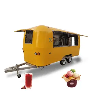 2024 Mobile Food Cart Coffee Catering Concession Airstream Fast Stainless Steel Food Trailer Fully Equipped Ice Electric Food T