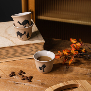 Tazze in Ceramica Arabe Personalizzate all'Ingrosso, Economiche, di Piccola Capacità, Uniche, in Argilla Rustica e Porcellana per Tè, <span class=keywords><strong>Caffè</strong></span> e Cawa con Logo - Product Image 2
