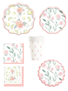 DAMAI Floral Party Supplies Vintage Floral Paper <b>Plates</b> Set With Gold Rim Floral Disposable <b>Plates</b> for Baby <b>Shower</b> Decorations - Product Image 6