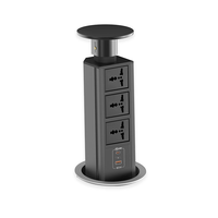 Module de bureau escamotable avec 3 prises universelles, chargeur rapide PD 20W QC 3.0, vente en gros