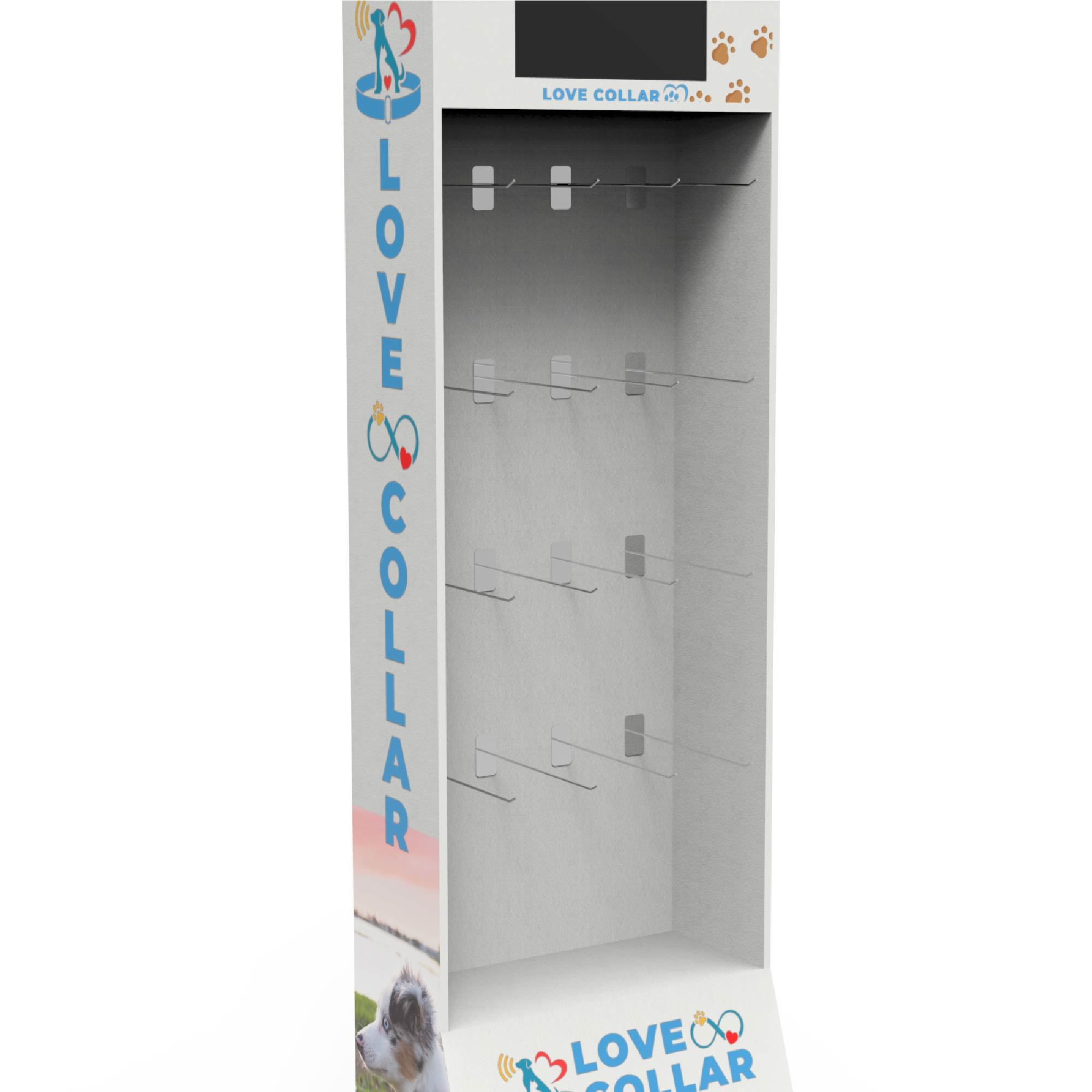 Customized Modern White Wooden Pegboard for Cardboard Display Stand Hooks Pet Floor Stand Painted Finish Custom Logo — view 3