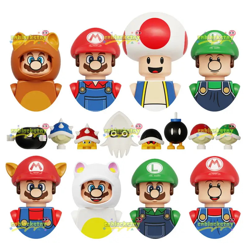 Cartoon Movie The Super Bros Luigi Mario Pinopio Game Assemble Building Block Figure Kids Smart Plastic Collect Toy KDL815