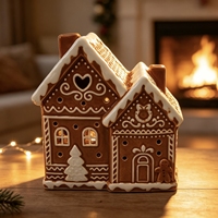 Vente en gros de maisons de bougies de Noël en porcelaine - Porte-bougie artisanal en forme de maison en pain d'épices et d'église