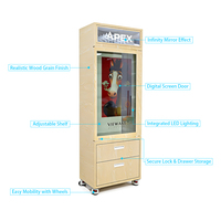 Vitrine à cigarettes APEX avec porte en verre et éclairage LED, présentoir à tabac, armoire de présentation pour magasin de tabac avec rangement