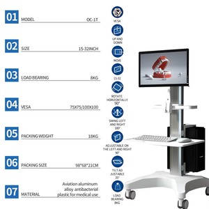 Bàn gấp đa năng, xe đẩy máy tính di động, xe đẩy màn hình, xe đẩy bệnh viện, xe đẩy di động, trạm kiểm tra di động, trạm đứng - Product Image 3