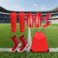 Juego de 5 piezas de fútbol moderno, elástico y ecológico: calcetines de fútbol suaves, mangas para piernas y espinilleras
