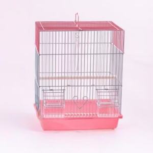 Gabbia per Pappagalli in Acciaio Inox con Nido Sospeso e Vassoio Antispruzzo, Mangiatoia per l'Allevamento di Uccelli in Metallo e Plastica - Product Image 4