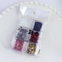 6 Grille/boîte Ultra-mince Brillant Coeur Paillettes Nail Design Amour Coeur Forme Sequin Nail Art Accessoires