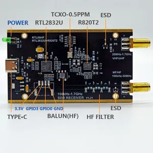 Récepteur radio amateur 100 kHz-1,7 GHz bande complète UV HF <span class=keywords><strong>RTL</strong></span>-SDR Tuner USB <span class=keywords><strong>Dongle</strong></span> USB avec RTL2832u R820t2 Récepteur SDR <span class=keywords><strong>RTL</strong></span> - Product Image 3