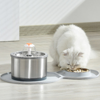 Fontaine à eau automatique pour chat en acier inoxydable 2,5 L, écologique, SUS 304, étanche, distributeur de nourriture luxueux pour animaux de compagnie, alimenté par charge, robuste