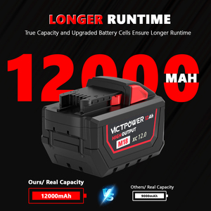 Batterie Li-ion VICTPOWER 18V 12.0Ah de remplacement pour outils électriques sans fil Milwaukee M18, compatible avec plus de 200 outils, OEM ODM - Product Image 2