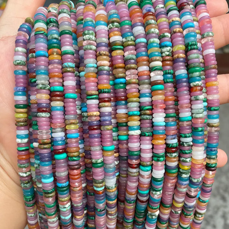 Pietre preziose colorate 2x6mm Rondelle Spacer Beads Mix Natural Stone Heishi Beads per gioielli che fanno collana di bracciali