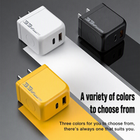 Chargeur mural rapide 33W GaN PD QC2.0, double port USB Type C, adaptateur prise CN, bloc d'alimentation portable de voyage, blanc, jaune, noir, OVP
