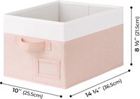 Kotak Penyimpanan Pakaian Berlabel, Organizer Lemari, Lipat, Kain, Warna Pink dan Ivory, Ukuran Besar, Set 3 Buah