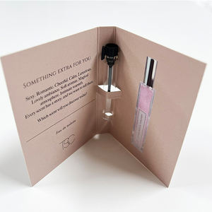 Großhandel Custom 1ml 2ml Probe Parfüm Fläschchen Glasflasche Verpackungs karte Drucken Parfüm Papier karten - Product Image 6