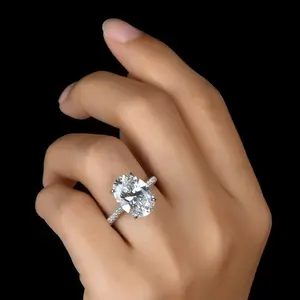 טבעת יהלום זירקון 5 קראט 925 כסף סטרלינג טבעות אירוסין לנשים